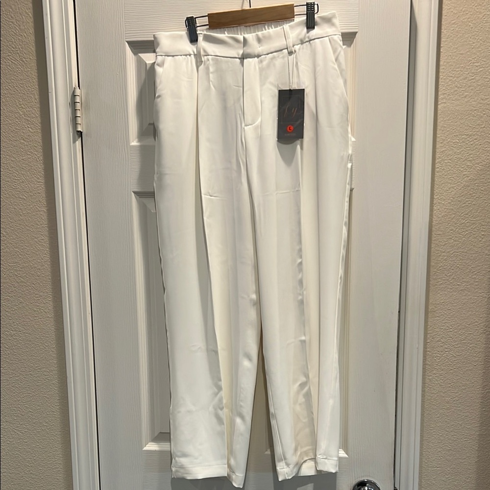 White Dress Pants with stretch back and Relaxed Fit